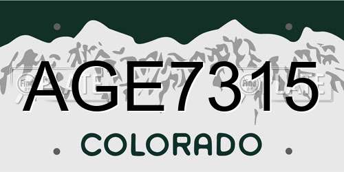 AGE7315 Colorado License Plate