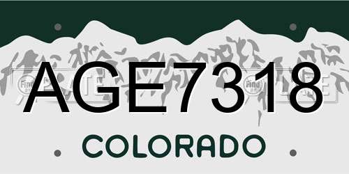 AGE7318 Colorado License Plate