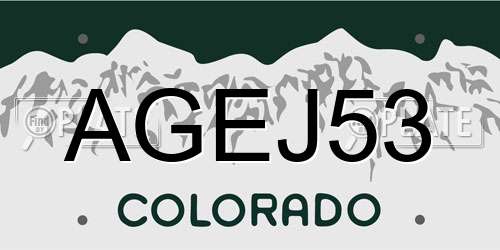 AGEJ53 Colorado License Plate
