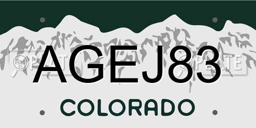 AGEJ83 Colorado License Plate