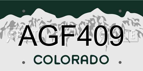 AGF409 Colorado License Plate