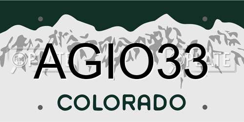 AGIO33 Colorado License Plate