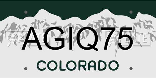AGIQ75 Colorado License Plate