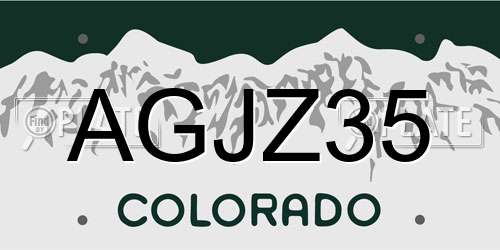 AGJZ35 Colorado License Plate
