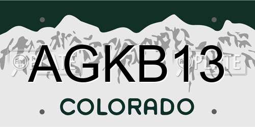 AGKB13 Colorado License Plate