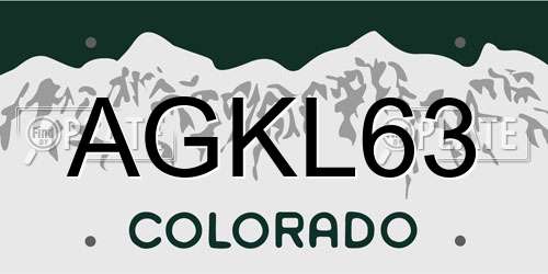 AGKL63 Colorado License Plate