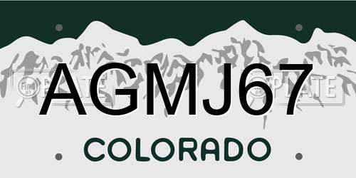 AGMJ67 Colorado License Plate