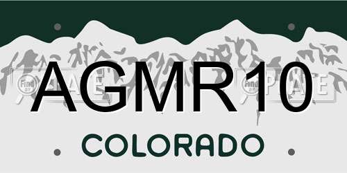 AGMR10 Colorado License Plate