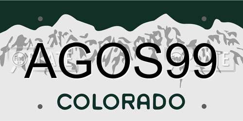AGOS99 Colorado License Plate