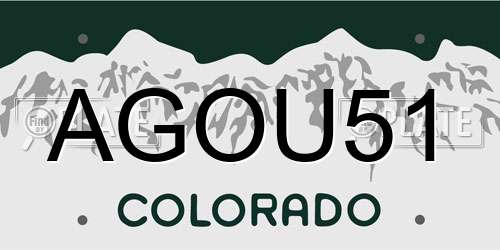 AGOU51 Colorado License Plate