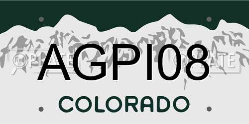 AGPI08 Colorado License Plate