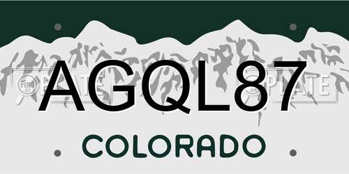 AGQL87 Colorado License Plate