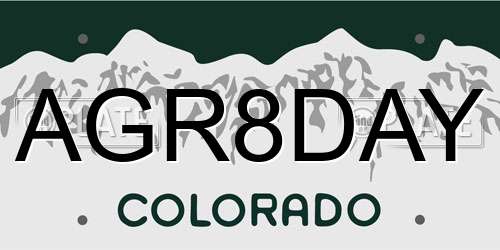 AGR8DAY Colorado License Plate