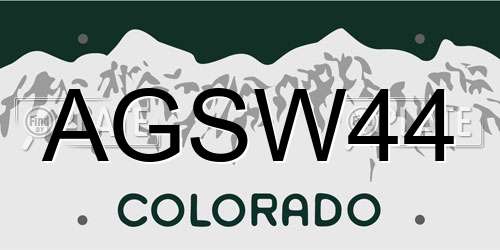 AGSW44 Colorado License Plate