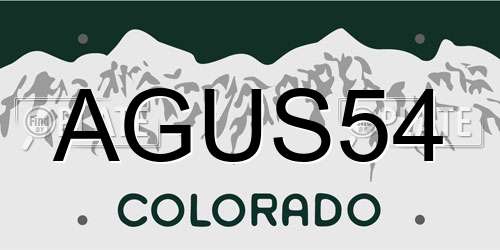 AGUS54 Colorado License Plate