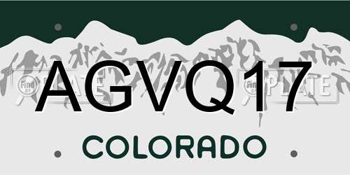 AGVQ17 Colorado License Plate