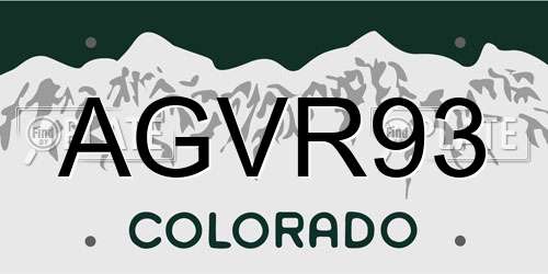 AGVR93 Colorado License Plate