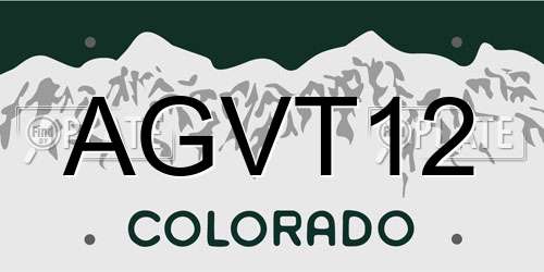 AGVT12 Colorado License Plate