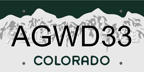 AGWD33 Colorado License Plate