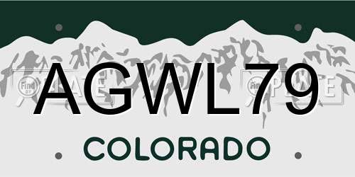 AGWL79 Colorado License Plate