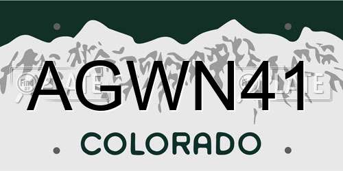 AGWN41 Colorado License Plate