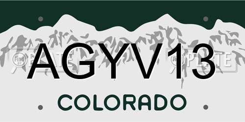 AGYV13 Colorado License Plate