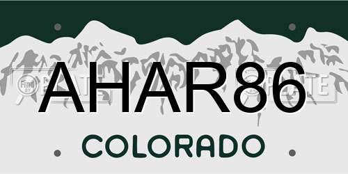 AHAR86 Colorado License Plate