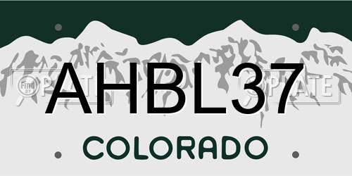 AHBL37 Colorado License Plate
