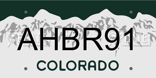 AHBR91 Colorado License Plate
