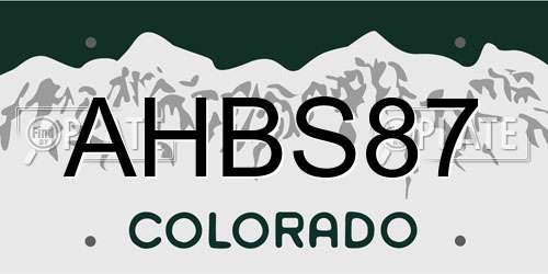 AHBS87 Colorado License Plate