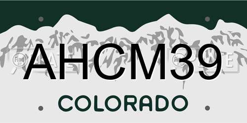 AHCM39 Colorado License Plate