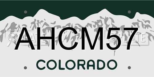 AHCM57 Colorado License Plate