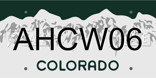 AHCW06 Colorado License Plate