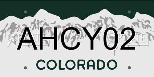 AHCY02 Colorado License Plate