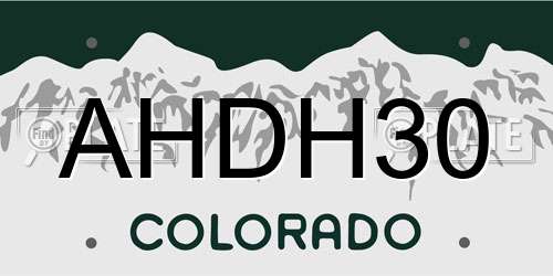 AHDH30 Colorado License Plate