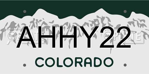 AHHY22 Colorado License Plate