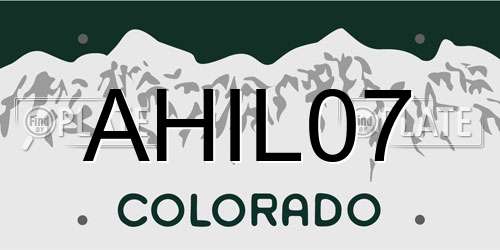 AHIL07 Colorado License Plate