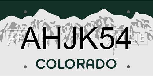AHJK54 Colorado License Plate