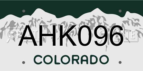 AHK096 Colorado License Plate