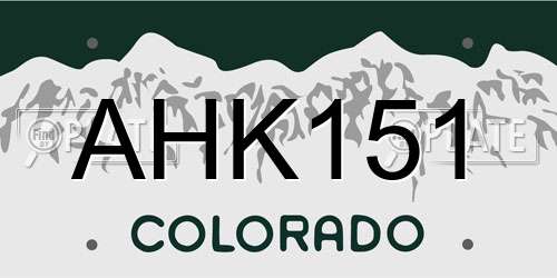 AHK151 Colorado License Plate