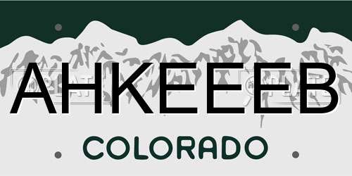 AHKEEEB Colorado License Plate