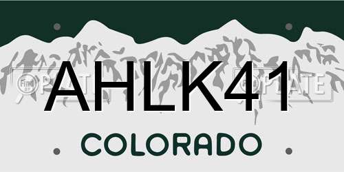 AHLK41 Colorado License Plate
