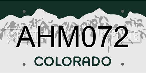 AHM072 Colorado License Plate