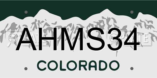 AHMS34 Colorado License Plate