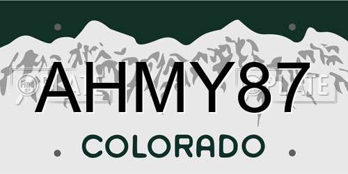 AHMY87 Colorado License Plate