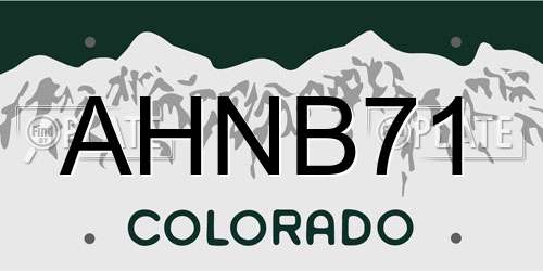AHNB71 Colorado License Plate
