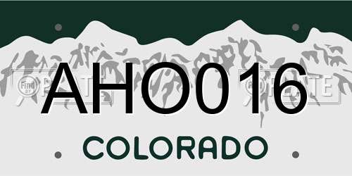 AHO016 Colorado License Plate