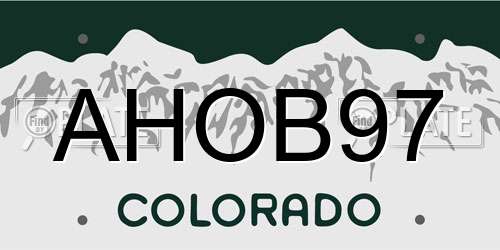 AHOB97 Colorado License Plate