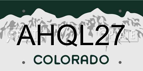 AHQL27 Colorado License Plate