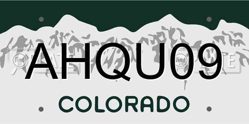 AHQU09 Colorado License Plate